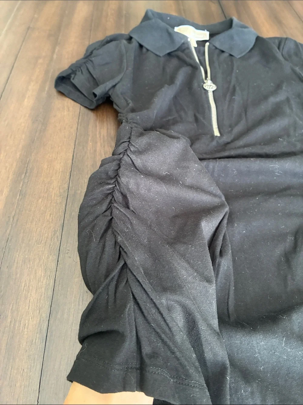 Michael Kors Black Polo Zip-Front Top